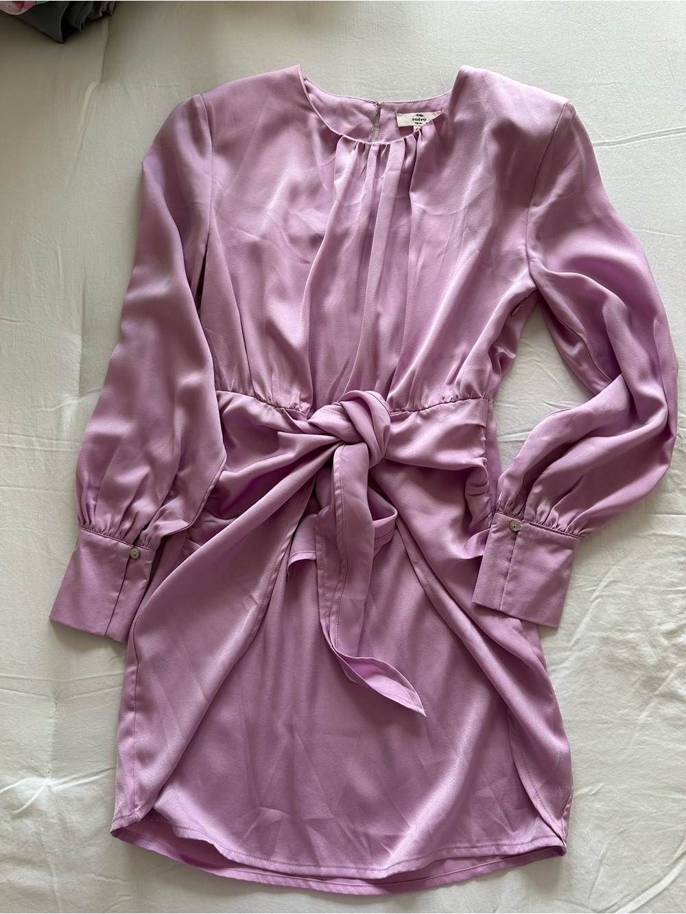 entro Lavender Tie-Front Long Sleeve Dress